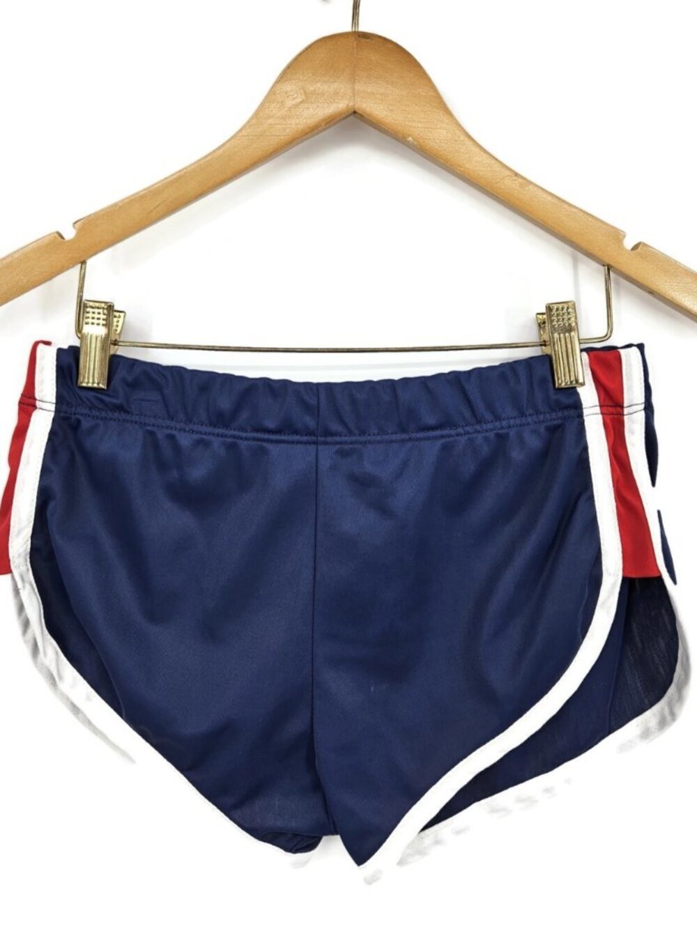 VTG 70s Just Men Track Booty Shorts Mens S? Red White Blue USA